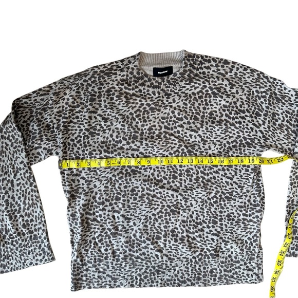 NWT Monrow Brown Leopard Modern Mock Neck Sweater Cashmere Blend L Large - Picture 6 of 9
